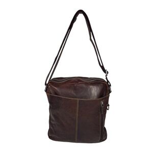 Jack Georges Buffalo Leather Large Crossbody Travel Bag Dark Brown Voyager Tote